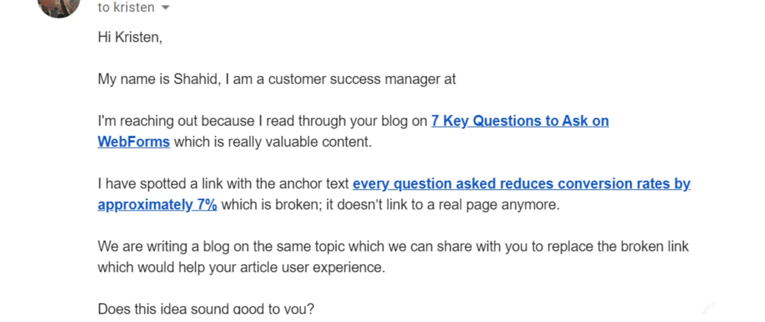 Шаблон электронной почты с неработающей ссылкой