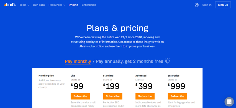 Ahrefs pricing
