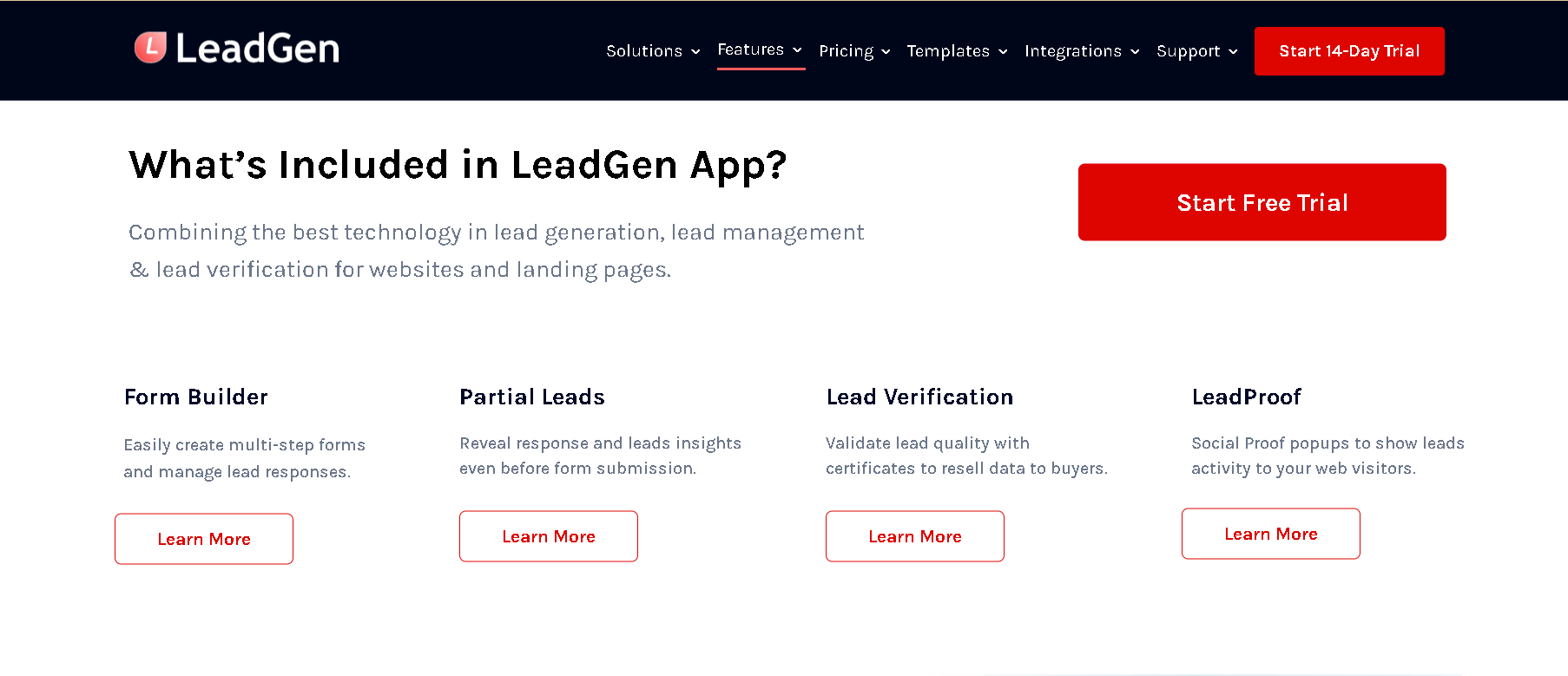 Features of leadgenapp