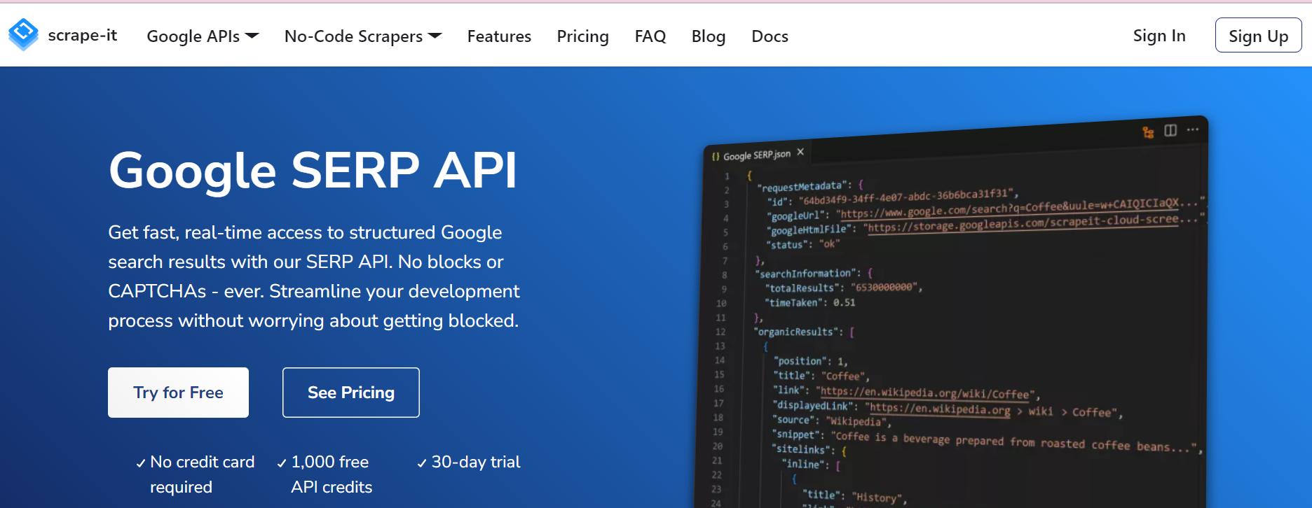 SERP API ของ SCRAPE-IT.CLOUD